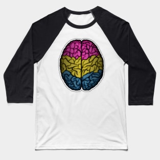 Large Pansexual Pride Flag Colored Brain Vector Baseball T-Shirt